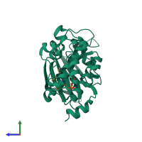 PDB entry 5dwr coloured by chain, side view.