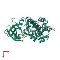 PDB entry 5dwr coloured by chain, top view.