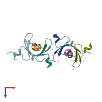 PDB entry 5dws coloured by chain, top view.