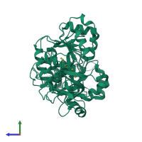 PDB entry 5dwv coloured by chain, side view.