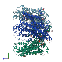 PDB entry 5dwy coloured by chain, side view.