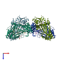 PDB entry 5dx1 coloured by chain, top view.