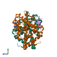 PDB entry 5dx3 coloured by chain, side view.