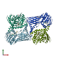 PDB entry 5dxa coloured by chain, front view.