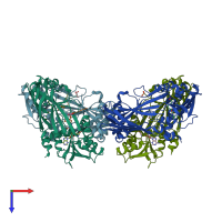 PDB entry 5dxa coloured by chain, top view.