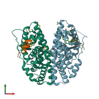 PDB entry 5dxe coloured by chain, front view.