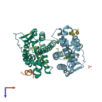 PDB entry 5dxg coloured by chain, top view.