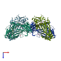 PDB entry 5dxj coloured by chain, top view.