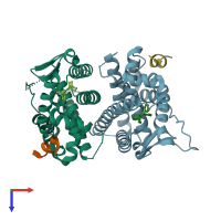 PDB entry 5dxp coloured by chain, top view.