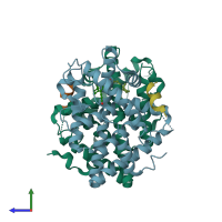 PDB entry 5dxr coloured by chain, side view.