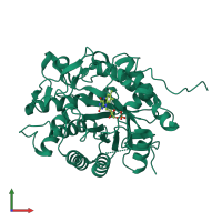 PDB entry 5dxx coloured by chain, front view.