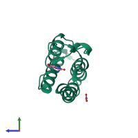 PDB entry 5dyc coloured by chain, side view.