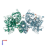 PDB entry 5dyh coloured by chain, top view.