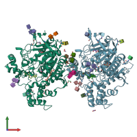 PDB entry 5dyw coloured by chain, front view.