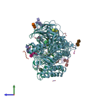 PDB entry 5dyw coloured by chain, side view.