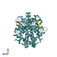 PDB entry 5dz0 coloured by chain, side view.