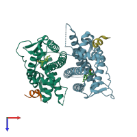 PDB entry 5dz0 coloured by chain, top view.