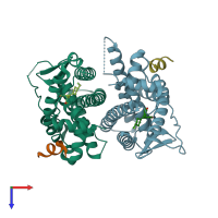 PDB entry 5dz3 coloured by chain, top view.