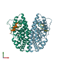 PDB entry 5dzi coloured by chain, front view.