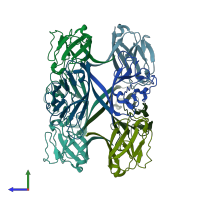 PDB entry 5dzn coloured by chain, side view.