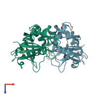 PDB entry 5dzq coloured by chain, top view.