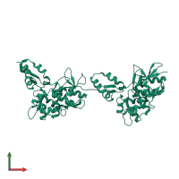 PDB entry 5dzz coloured by chain, front view.