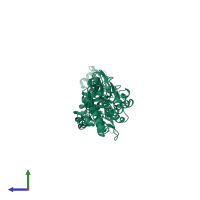 PDB entry 5dzz coloured by chain, side view.