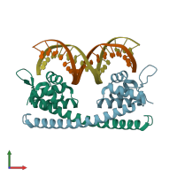 PDB entry 5e01 coloured by chain, front view.