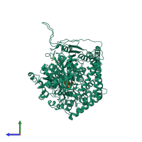 PDB entry 5e02 coloured by chain, side view.