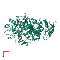 PDB entry 5e0f coloured by chain, top view.