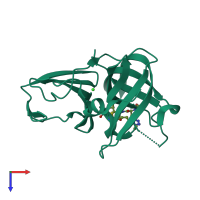 PDB entry 5e0g coloured by chain, top view.
