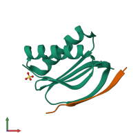 PDB entry 5e0l coloured by chain, front view.