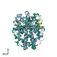 PDB entry 5e0x coloured by chain, side view.