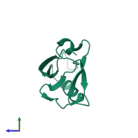 PDB entry 5e11 coloured by chain, side view.