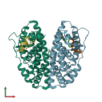 PDB entry 5e19 coloured by chain, front view.