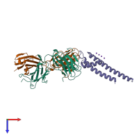 PDB entry 5e1a coloured by chain, top view.