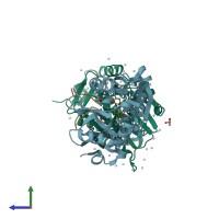 PDB entry 5e1d coloured by chain, side view.