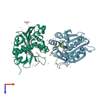 PDB entry 5e1d coloured by chain, top view.