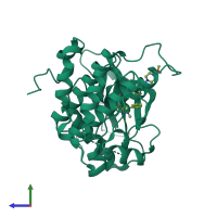 PDB entry 5e1s coloured by chain, side view.