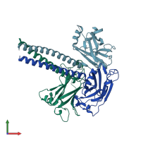 PDB entry 5e1t coloured by chain, front view.