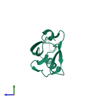 PDB entry 5e1y coloured by chain, side view.