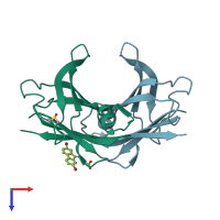 PDB entry 5e23 coloured by chain, top view.