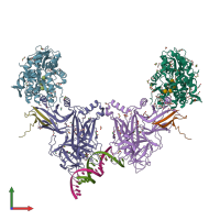 PDB entry 5e24 coloured by chain, front view.