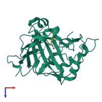 PDB entry 5e28 coloured by chain, top view.