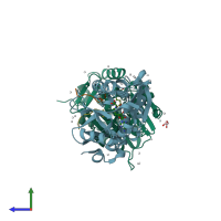 PDB entry 5e2b coloured by chain, side view.