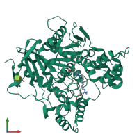 PDB entry 5e2i coloured by chain, front view.