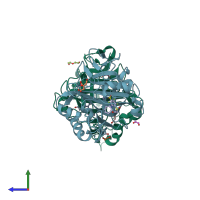 PDB entry 5e2n coloured by chain, side view.