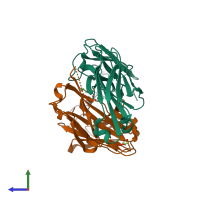 PDB entry 5e2v coloured by chain, side view.