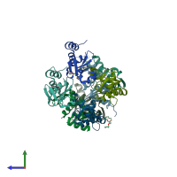 PDB entry 5e2x coloured by chain, side view.