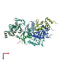 PDB entry 5e2x coloured by chain, top view.